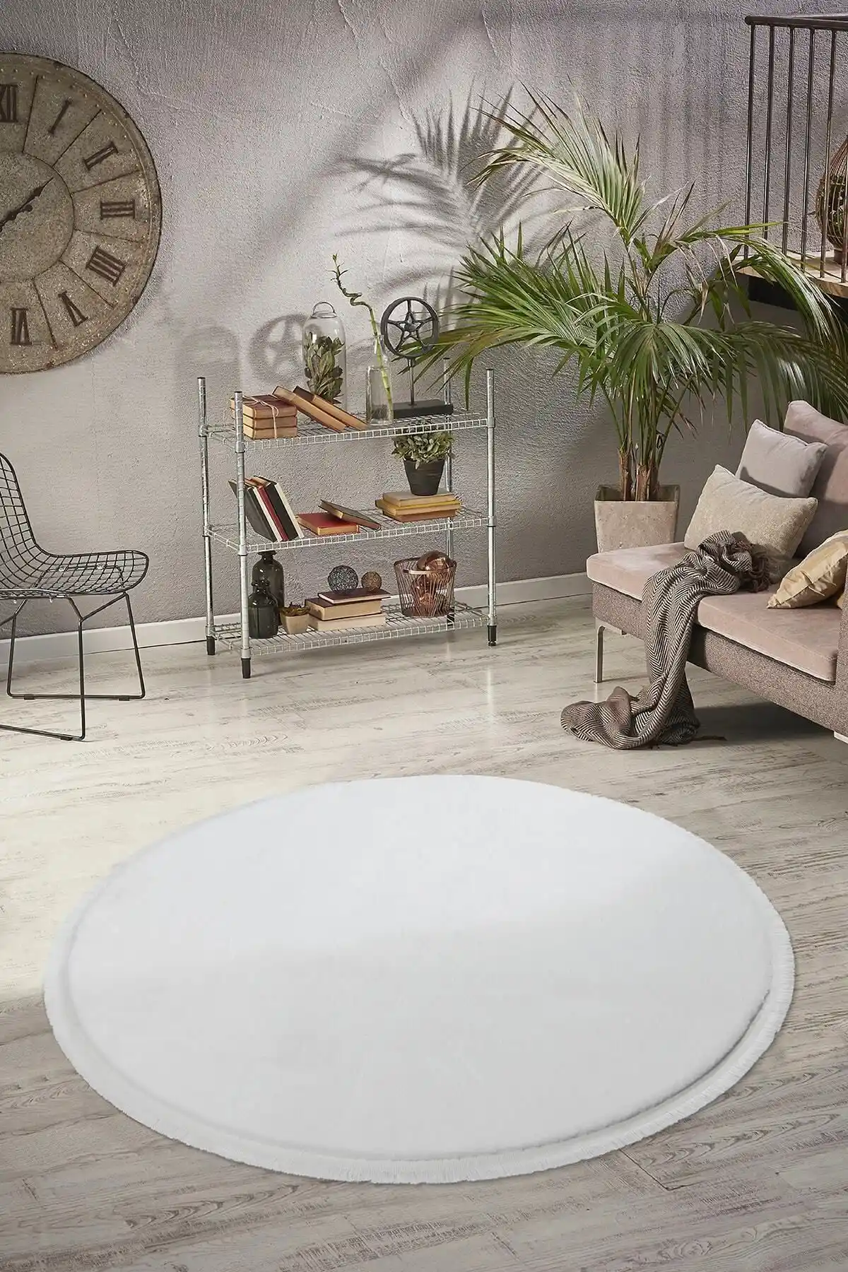 Valery Home Yuvarlak Comfort Düz Saçaklı Peluş Halı Ev Dekorasyonuna Şık ve Pratik Çözüm
