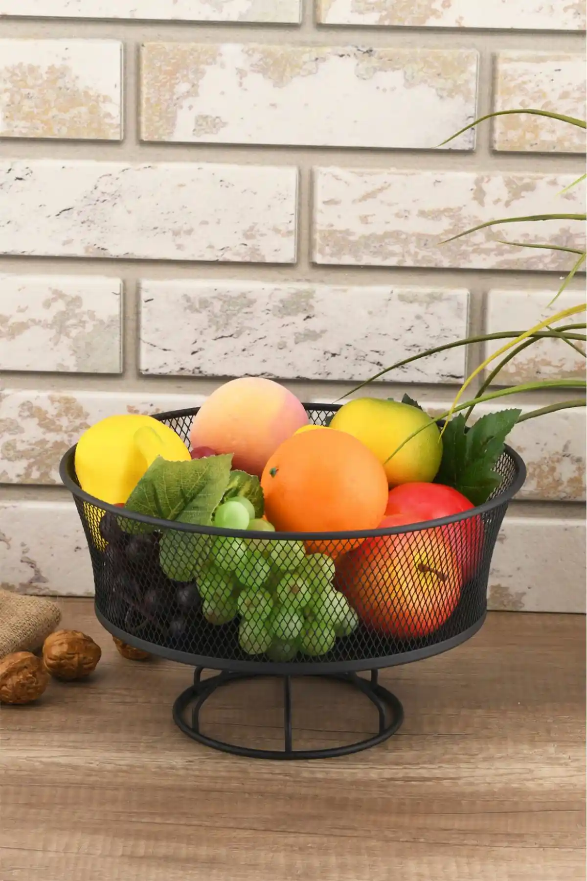 Venon Nazlı 30 Cm Siyah Metal Meyvelik Sebzelik Modern Ev Dekorasyonu İçin