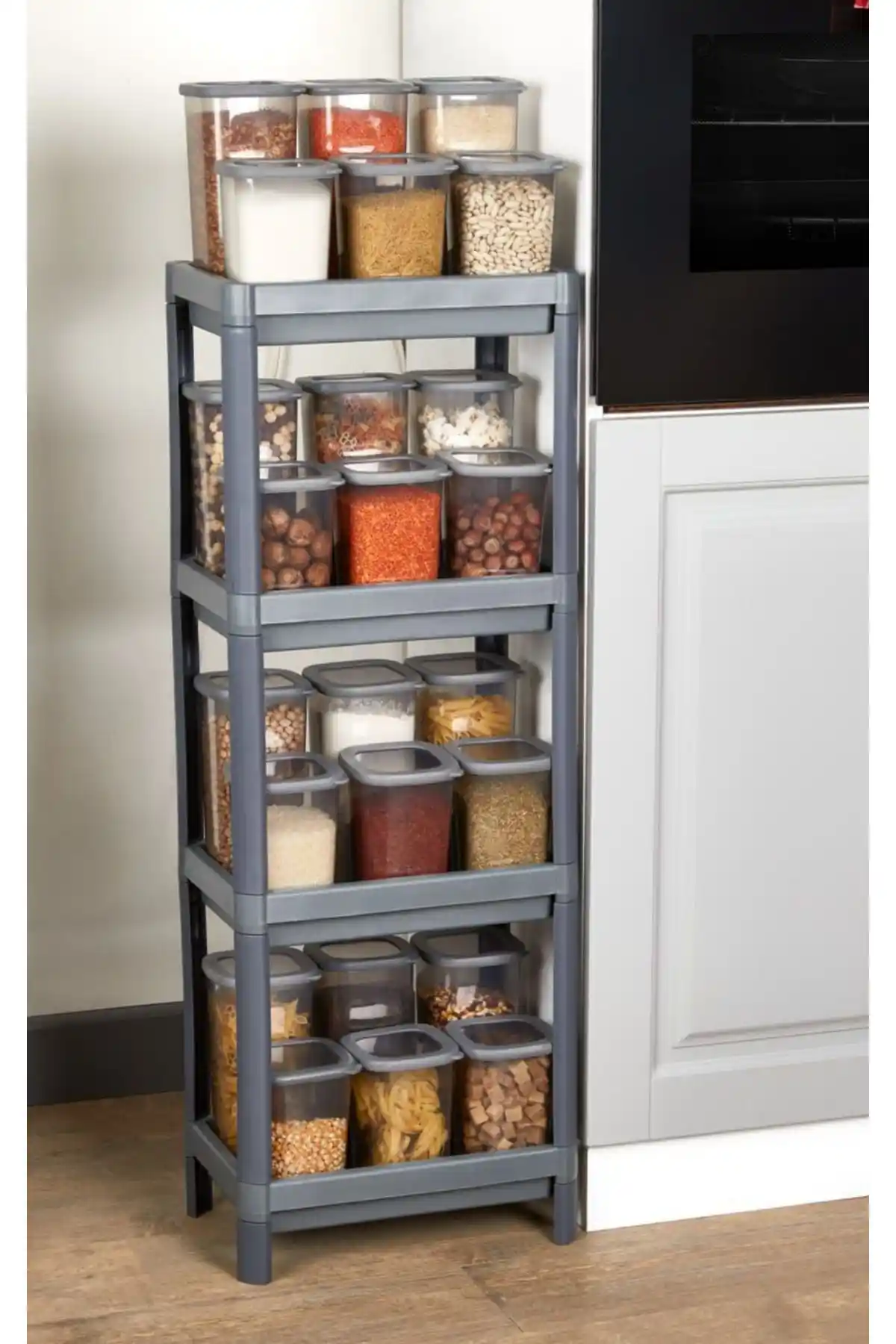 Vesken Antrasit 4 Katlı Banyo Rafı Modern ve Kullanışlı Tasarımıyla Dekorasyonunuza Şıklık Katar