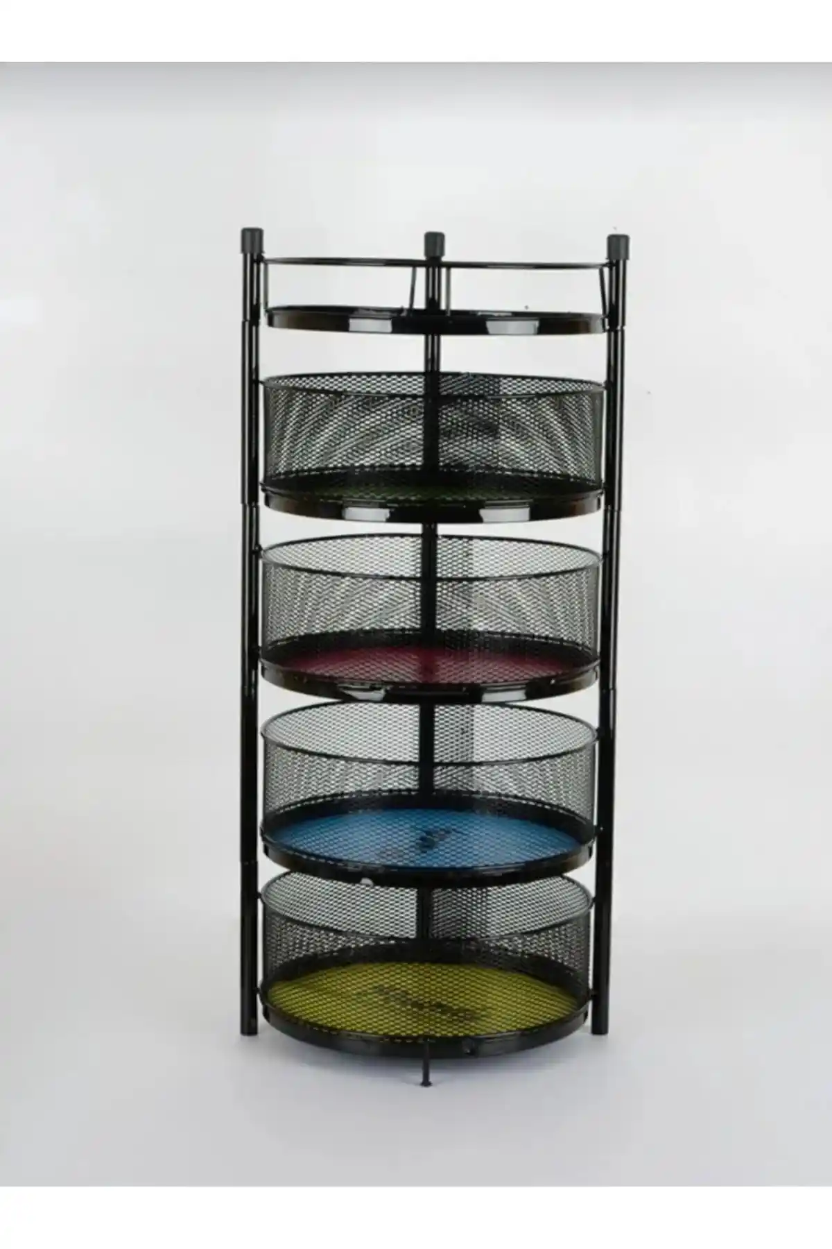 Vespak Siyah Metal Sebzelik Meyvelik 4 Katlı Dayanıklı ve Estetik Depolama Çözümü