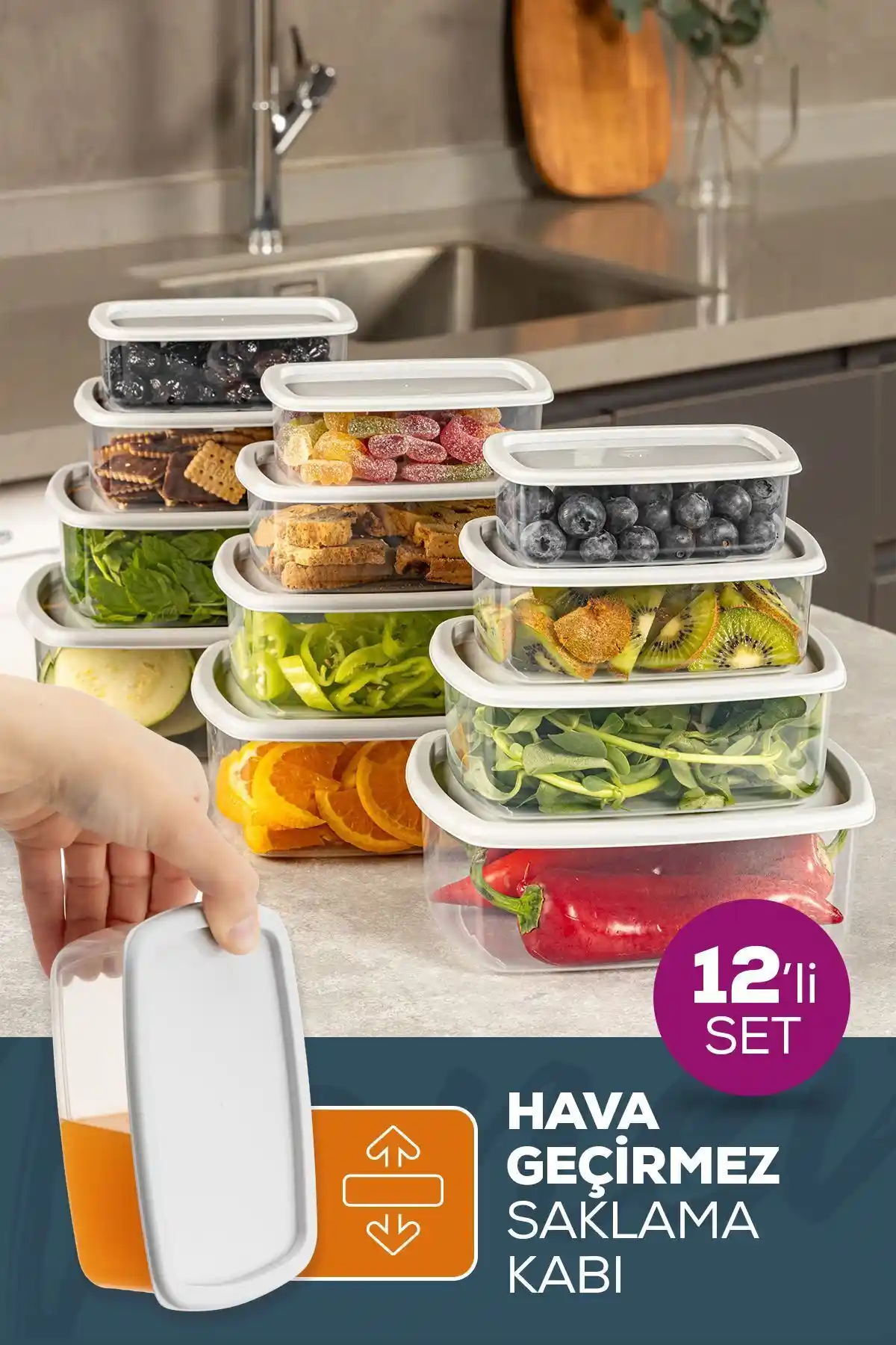Vienev 12'li Hava Geçirmez Saklama Kabı Seti Mutfakta Güvenilir ve Pratik Çözüm