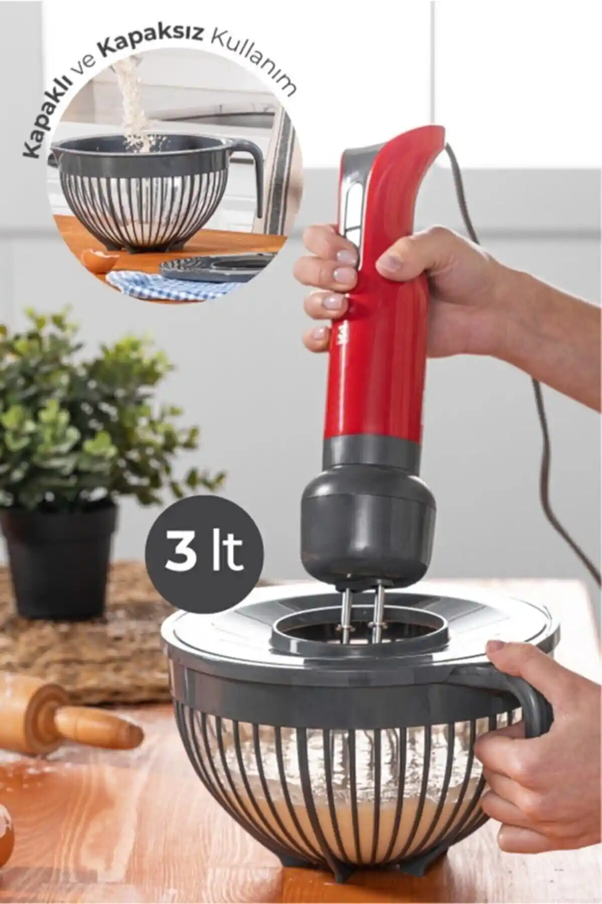 Vienev Linea Kapaklı Mikser Kabı: Modern ve Dayanıklı Mutfak Gereçleri