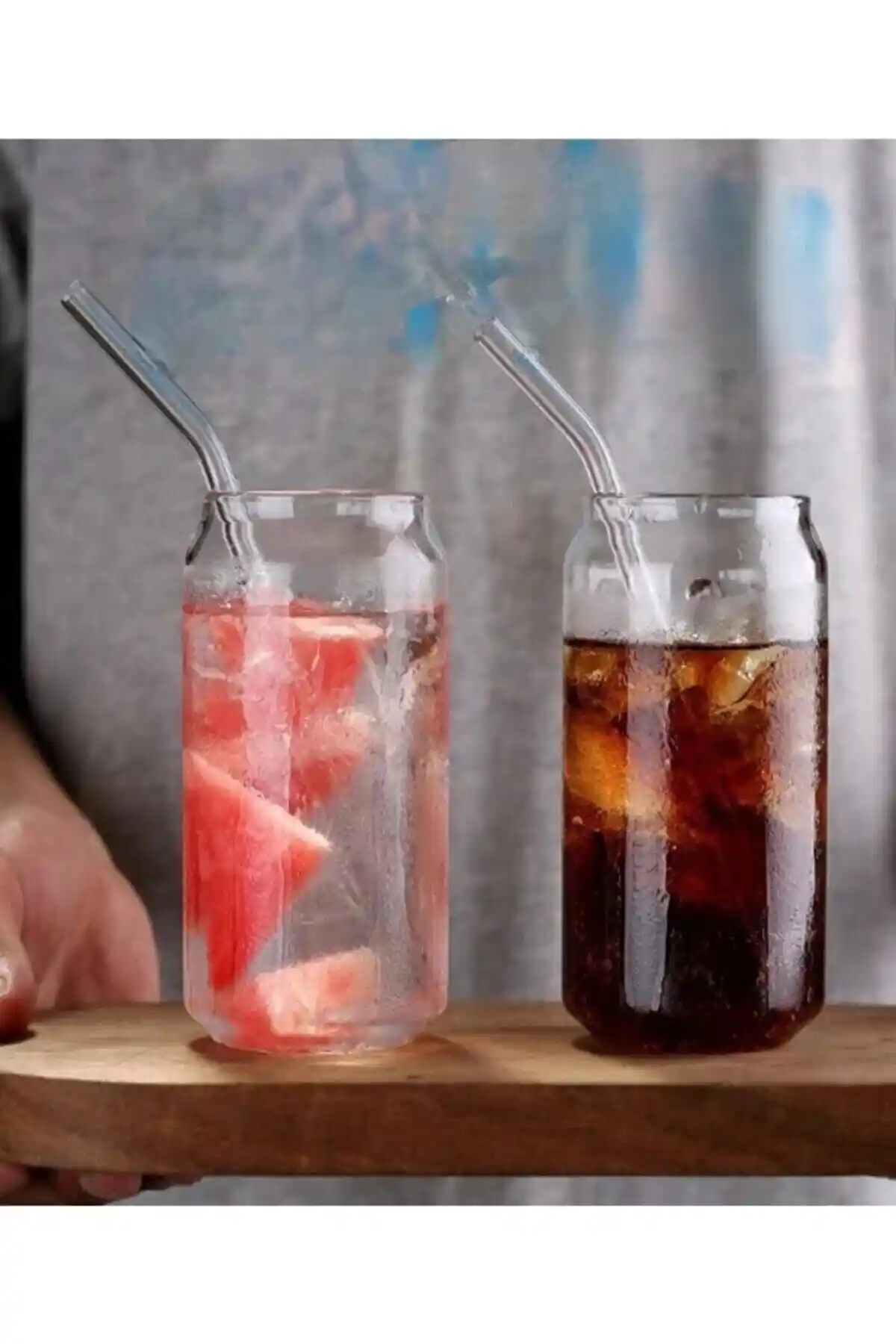 Vigentino 2'li Cam Pipetli Kola Kutusu Şeklinde Sunum Bardağı Seti