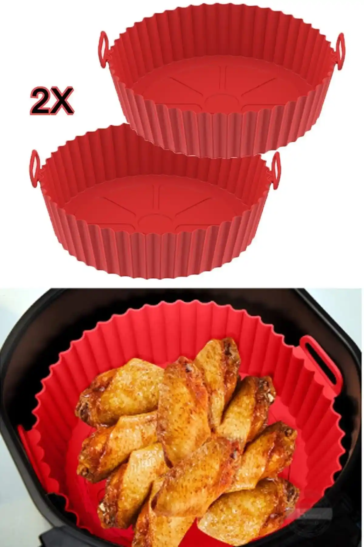 Vigentino 2'li Silikon Airfryer Pişirme Kalıbı Sağlıklı ve Pratik Mutfak Kullanımı