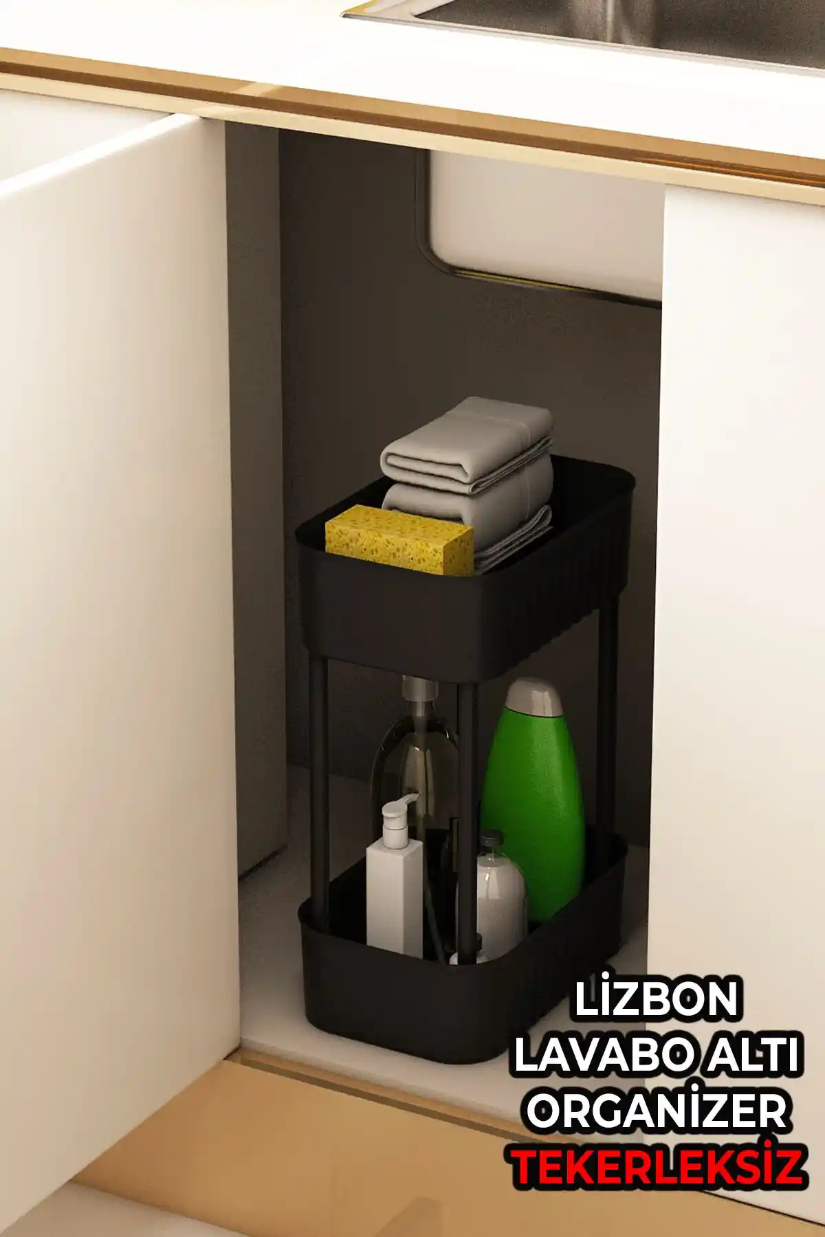 VİGENTİNO Lizbon Çok Amaçlı 2 Katlı Banyo ve Mutfak Organizeri Şık ve Fonksiyonel Tasarım