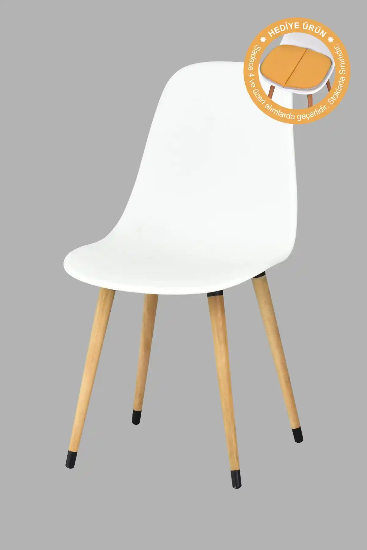 VİLİNZE Eames Naturel Ahşap Ayak Plastik Beyaz Sandalye Modern Tasarım ve Uzun Ömürlü Kullanım İmkanı