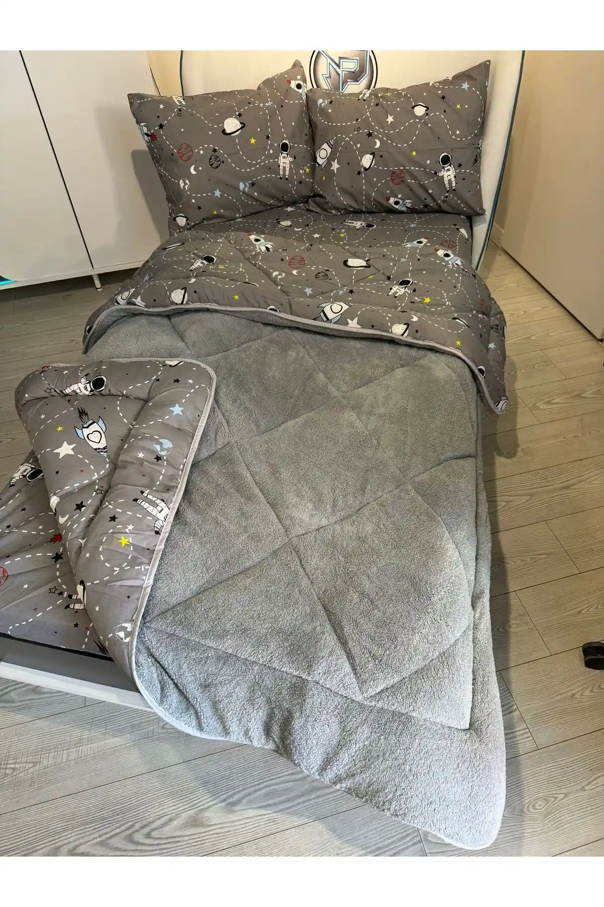 Violacasa Tek Kişilik Welsoft Uyku Seti Uzay Füme Antibakteriyel ve Konforlu