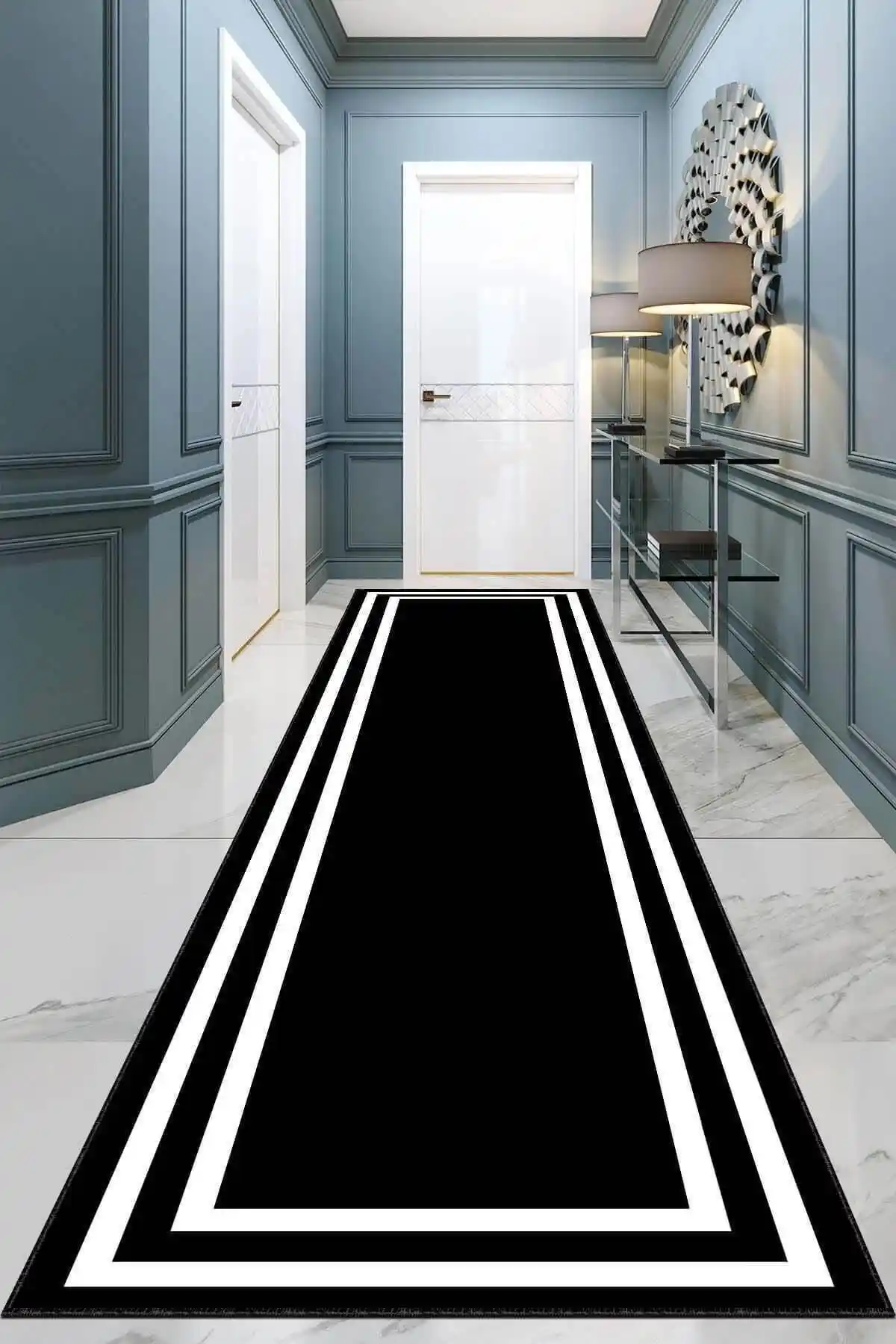 Viva Home Kaymaz Taban Yolluk Karşılaştırması: Siyah Beyaz ve Gri Siyah Kenarlı Modelleri