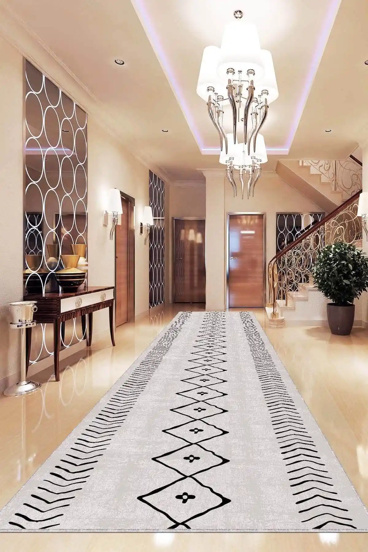 Viva Home Kaymaz Tabanlı Rulo Yolluk Morocco Bej ile Modern ve Şık Mutfak Dekorasyonu