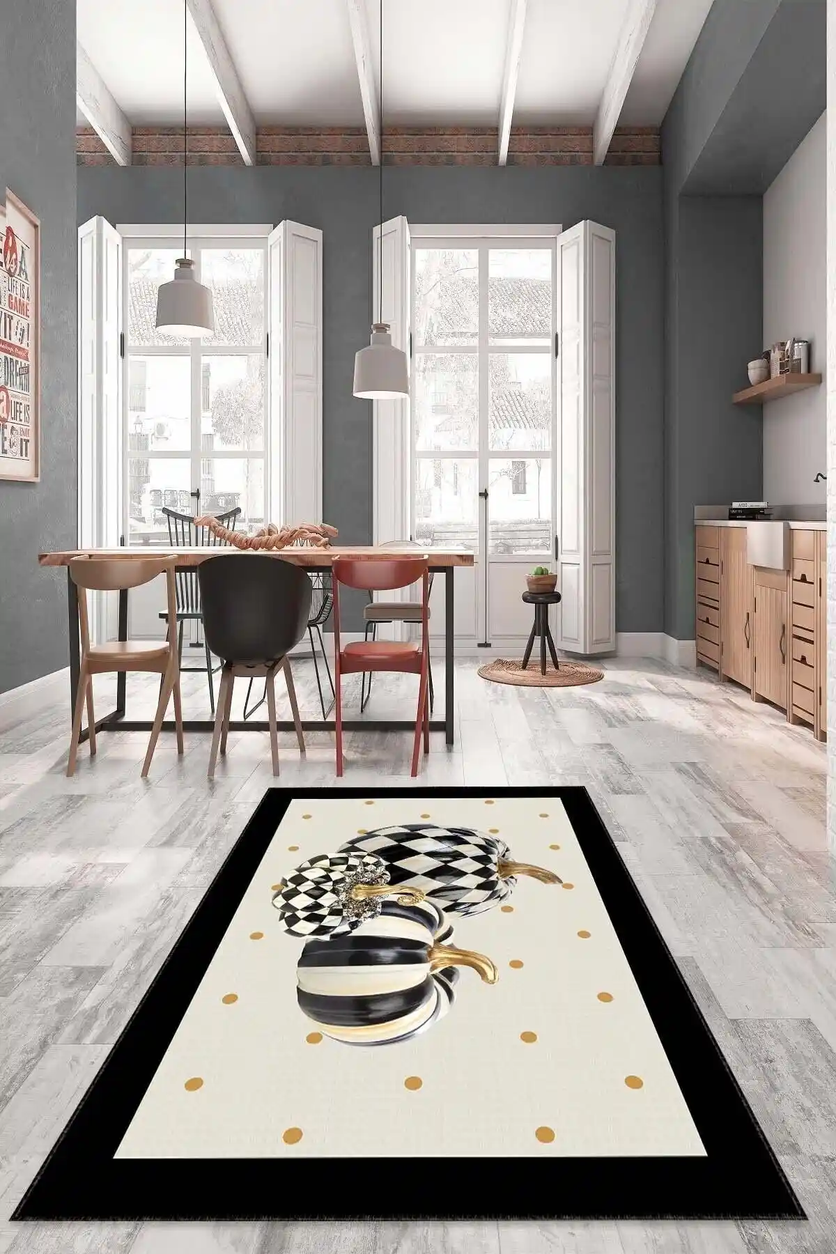 Viva Home Tasarımı Bej Renkli Modern Mutfak Halısı - Şıklık ve Fonksiyonellik