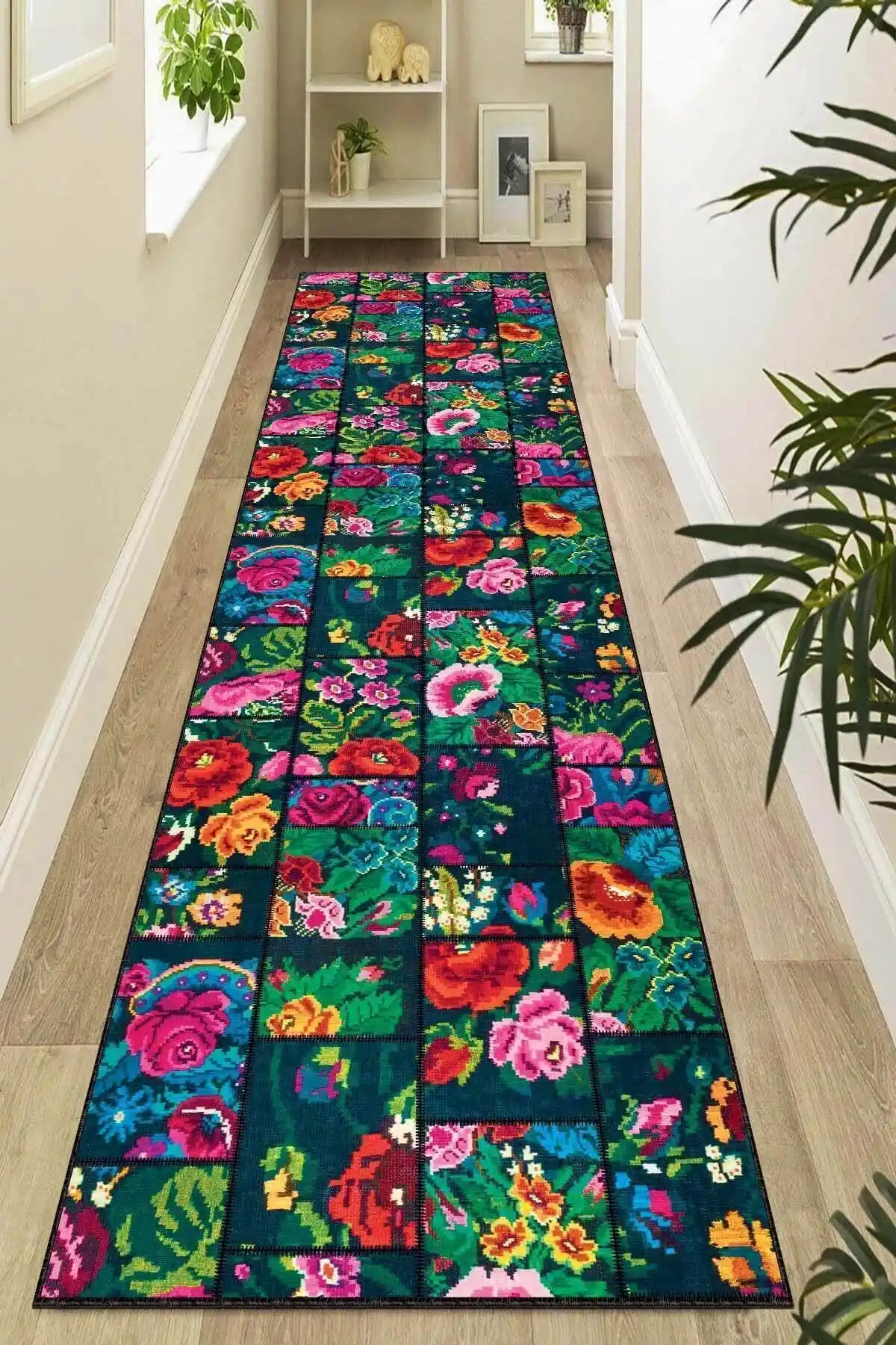 Viva Weaver Kaymaz Tabanlı Yıkanabilir Patchwork Yolluk Modern ve Güvenli Tasarım
