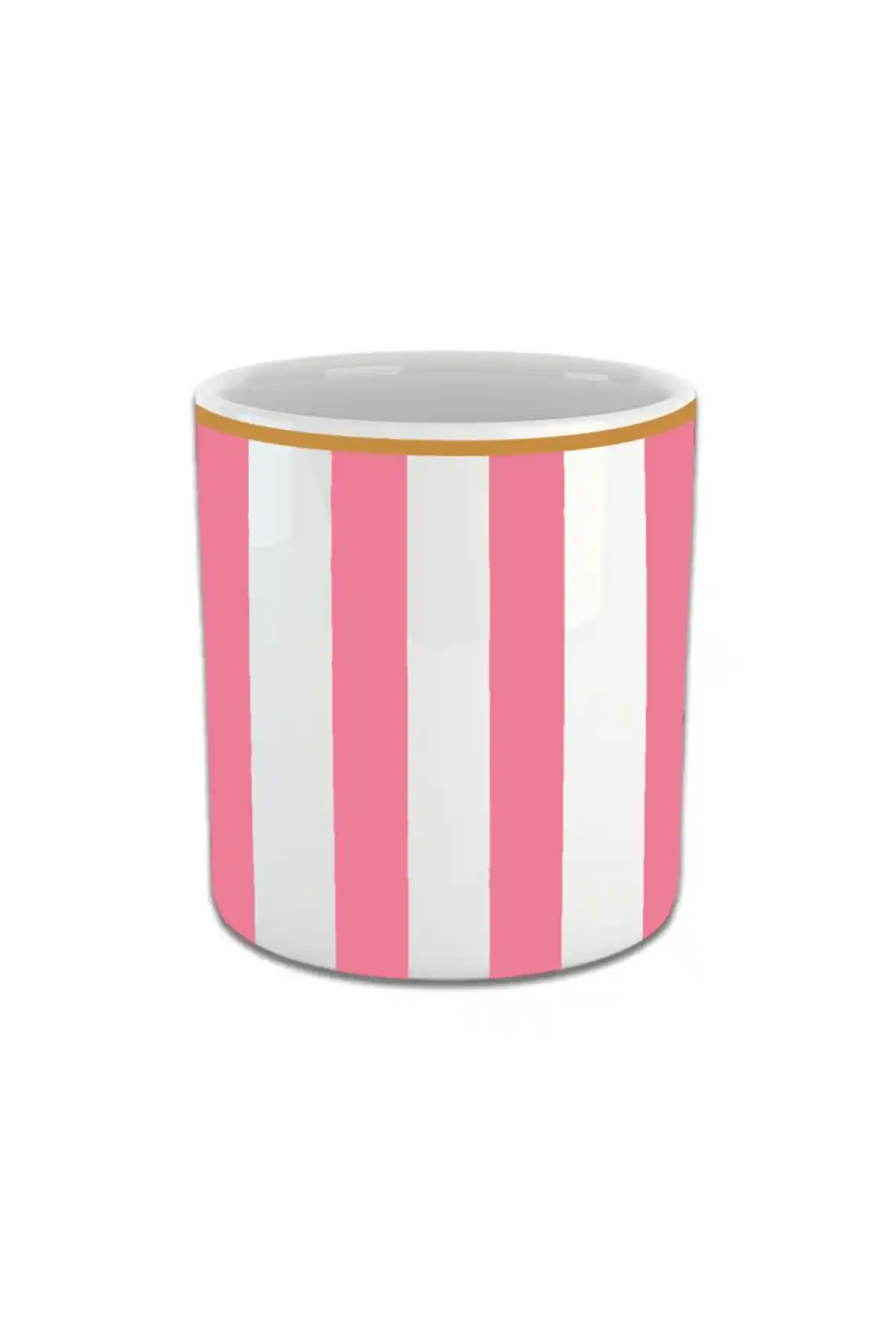 Vivas Pembe Beyaz Çizgili Double Fincan Espresso Modern ve Dayanıklı Tasarım