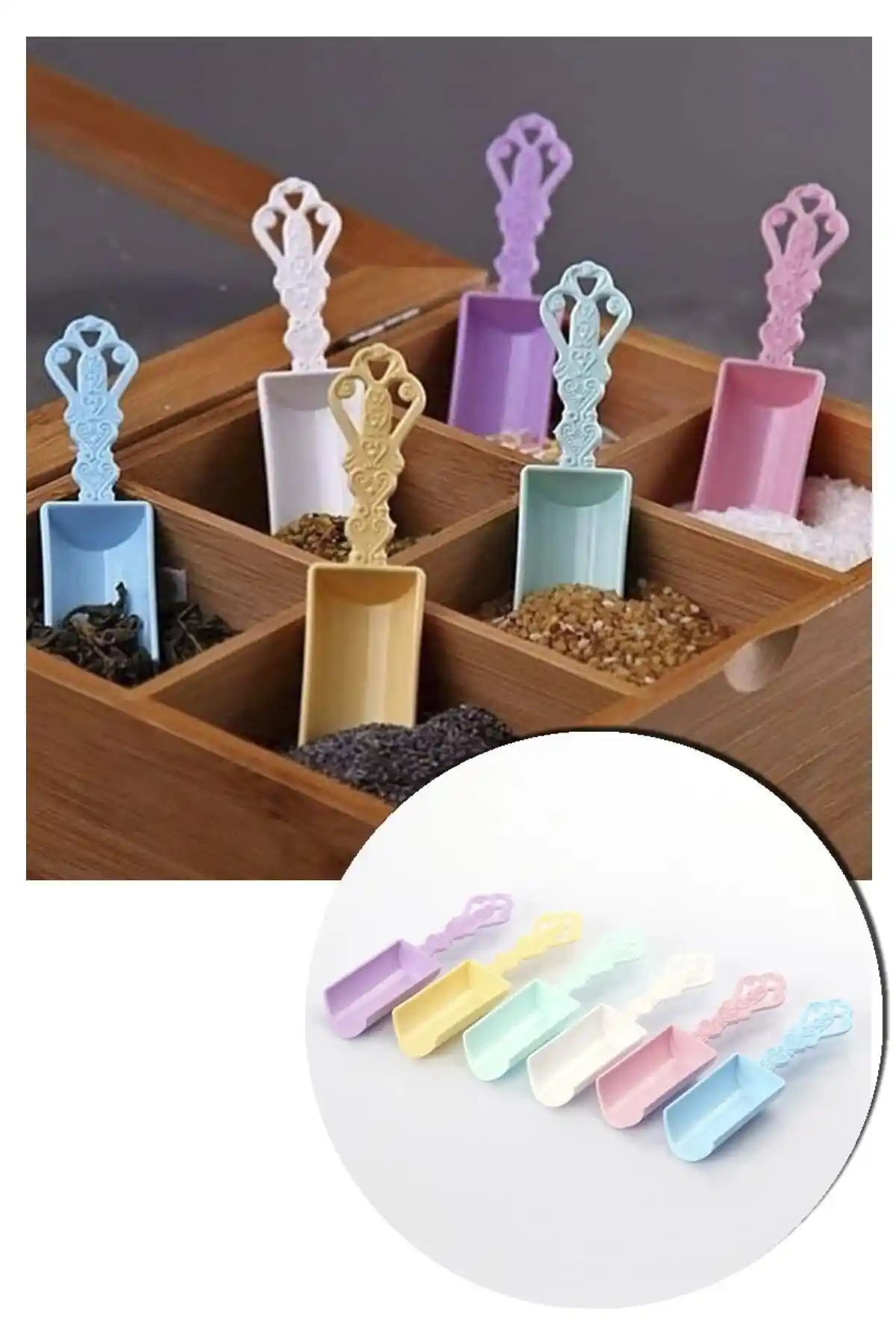 WAPPA Renkli 6'lı Baharat Küreği Kaşığı Seti Modern ve Şık Mutfak Dekorasyonu İçin