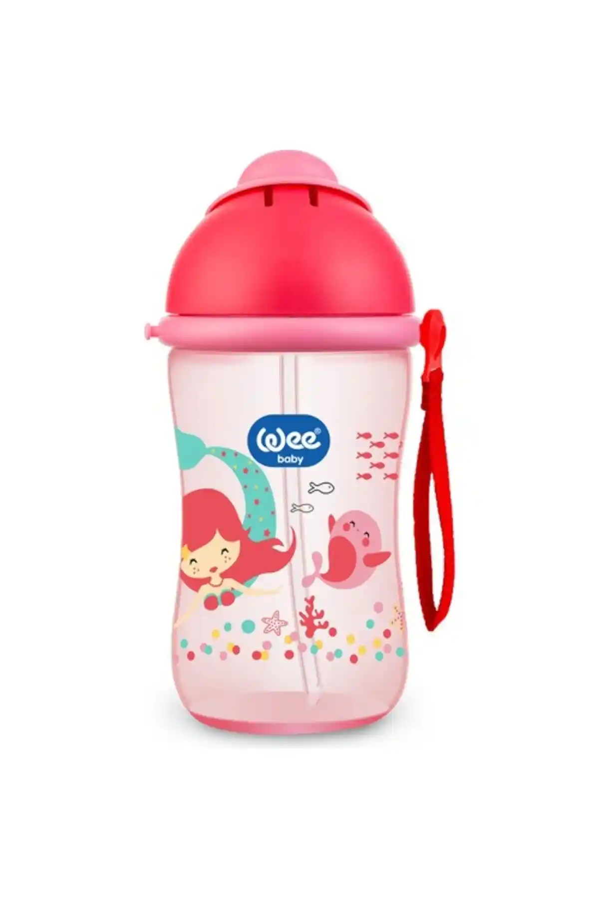 Wee Baby Pipetli Bardak 380 ml Pembe Çocuklar İçin Güvenli ve Dayanıklı Su Kabı