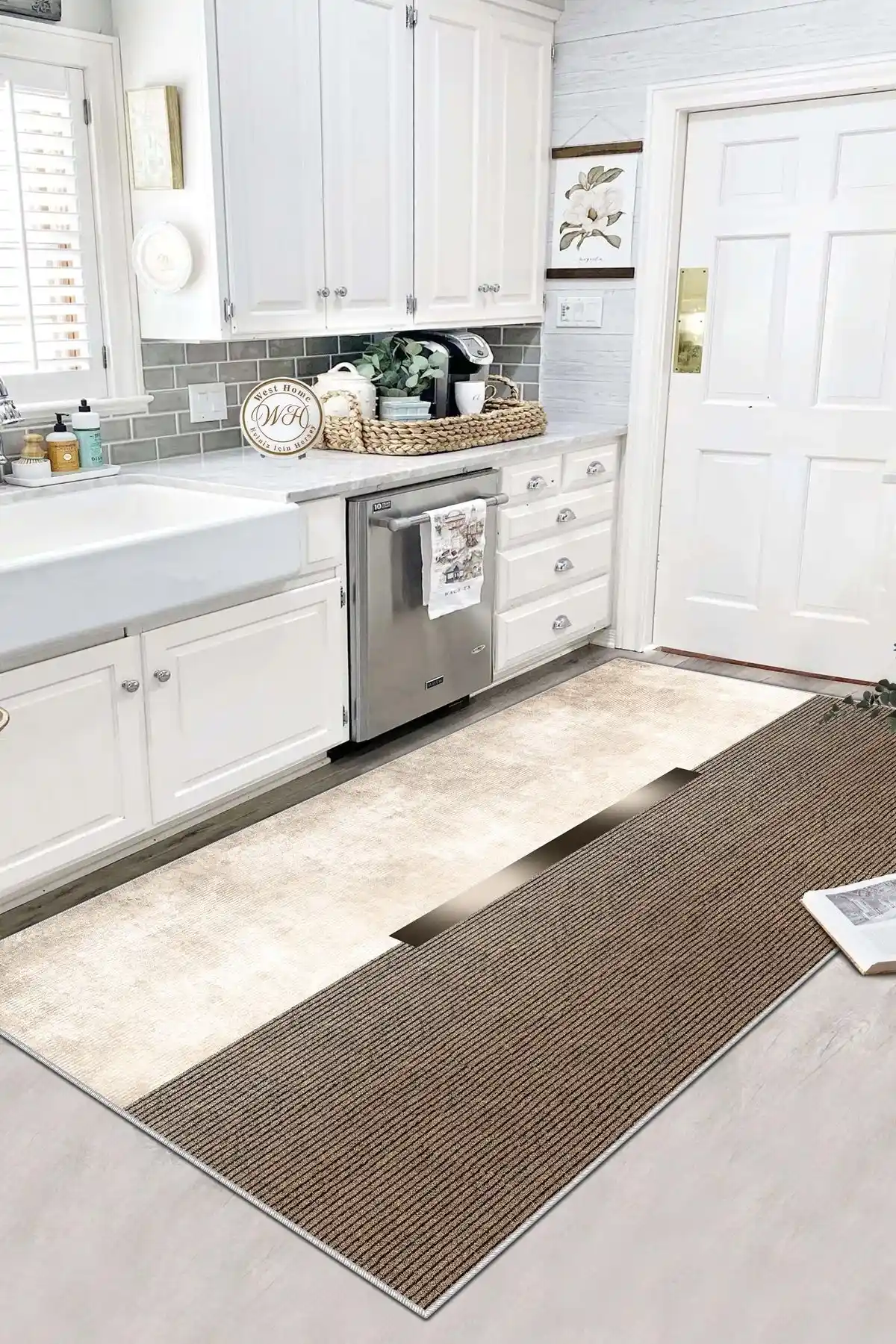 West Home Dijital Baskı Yıkanabilir Kaymaz Taban Modern Halı 80x250 cm