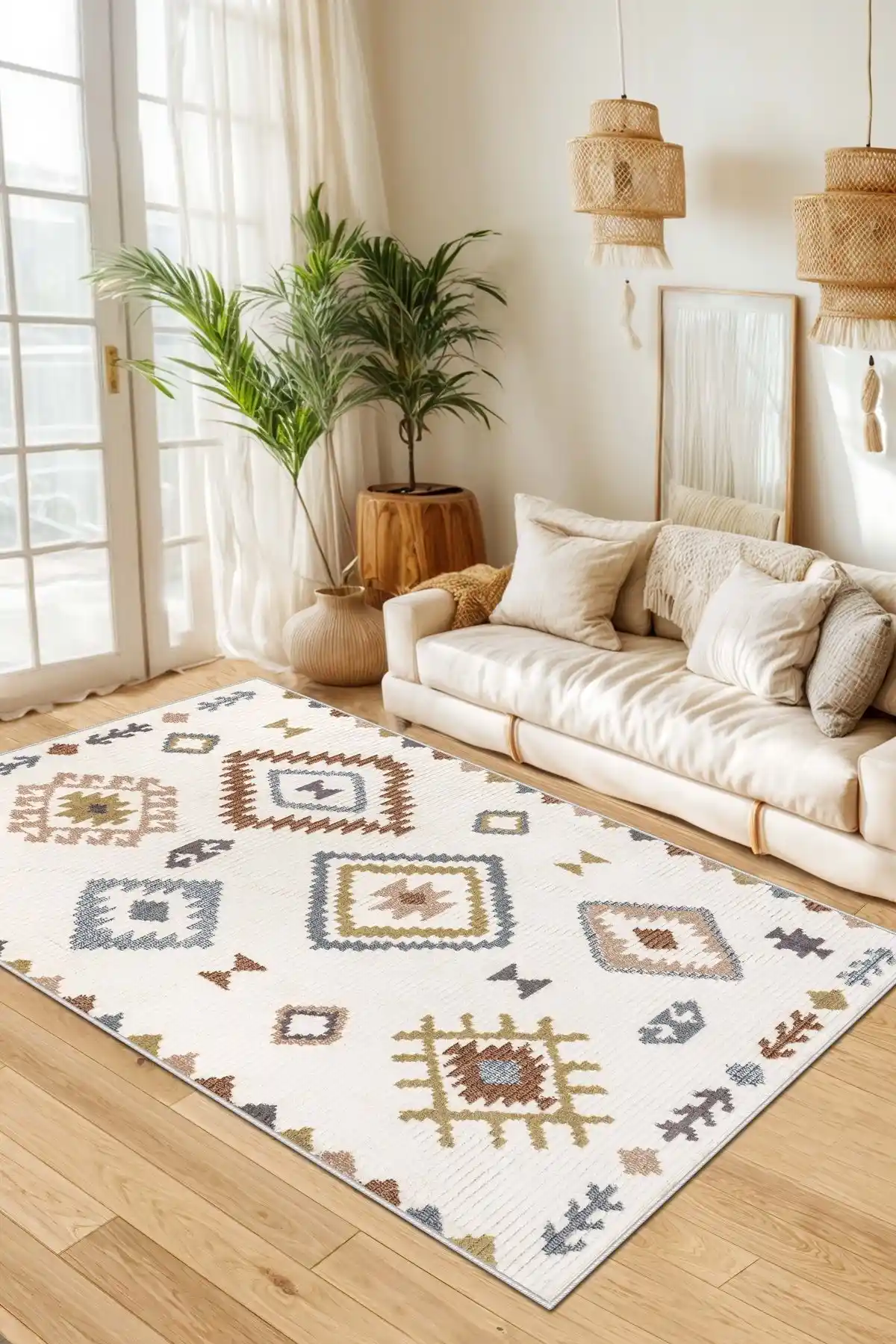 West Home Dijital Baskı Yıkanabilir Kaymaz Taban Mutfak ve Salon Halısı