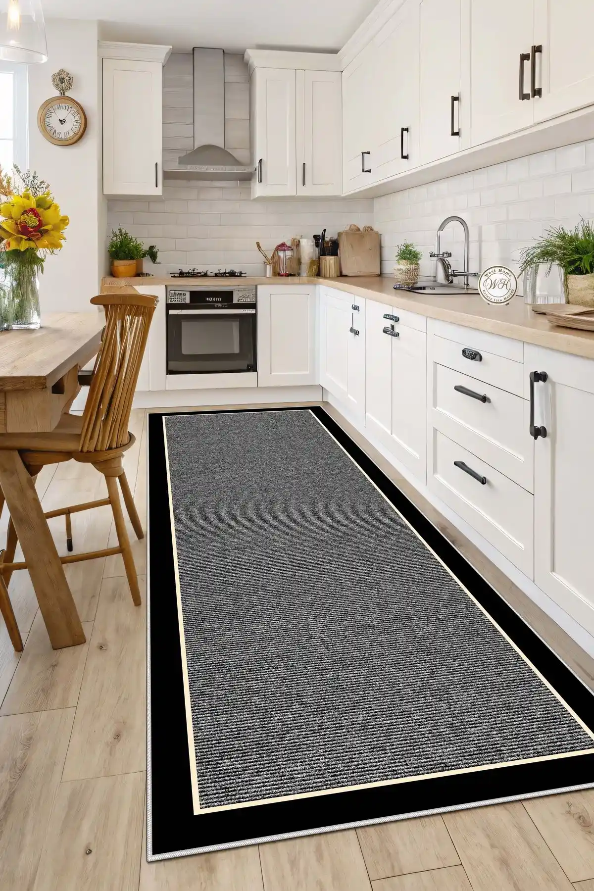 West Home Dijital Baskı Yıkanabilir Kaymaz Taban Salon Halısı Modern ve Dayanıklı Tasarım