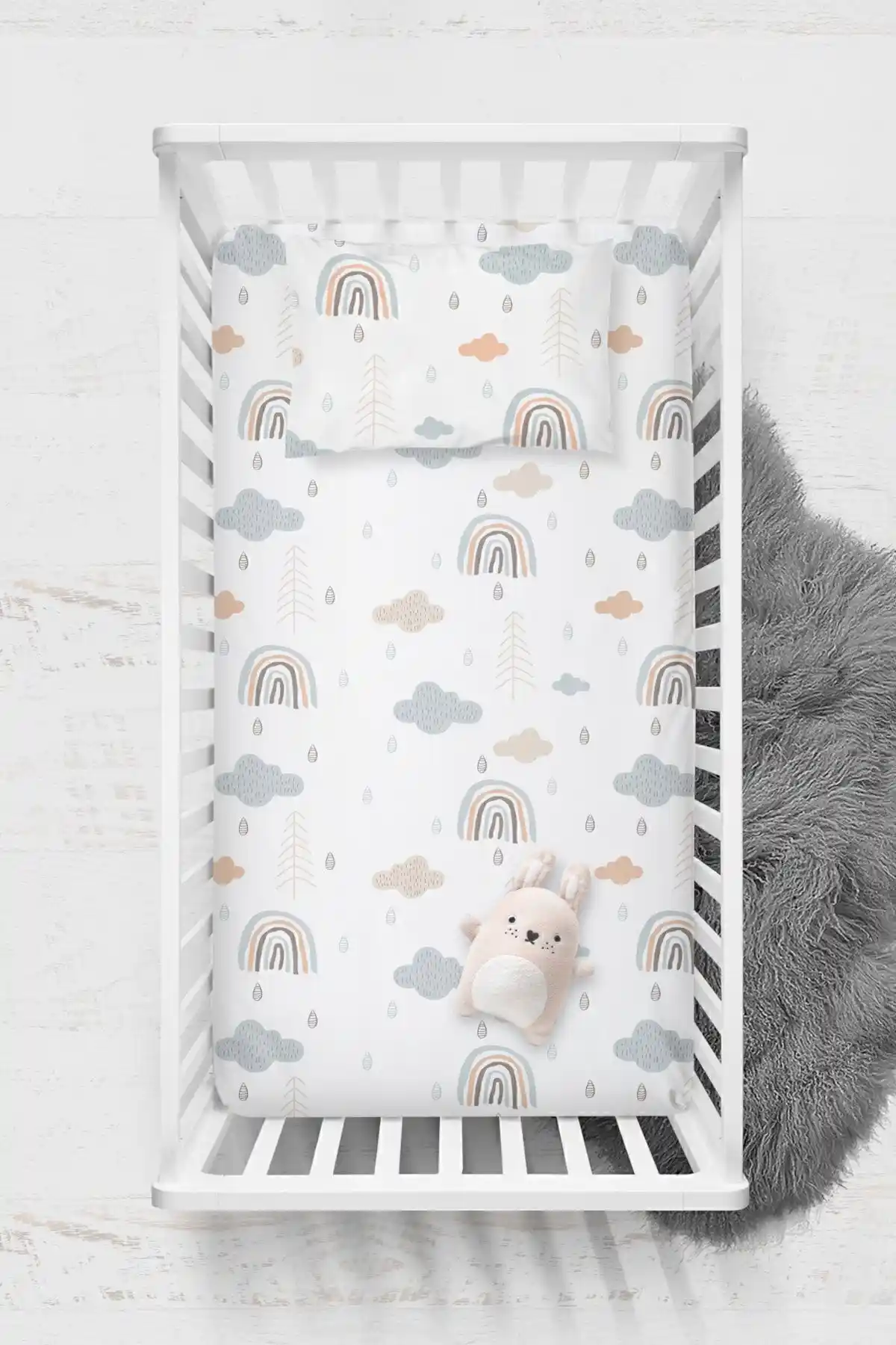 Wheeppo %100 Pamuk Ranforce Düz Çarşaf Seti Gökkuşağı Renkleri ve Modern Tasarım