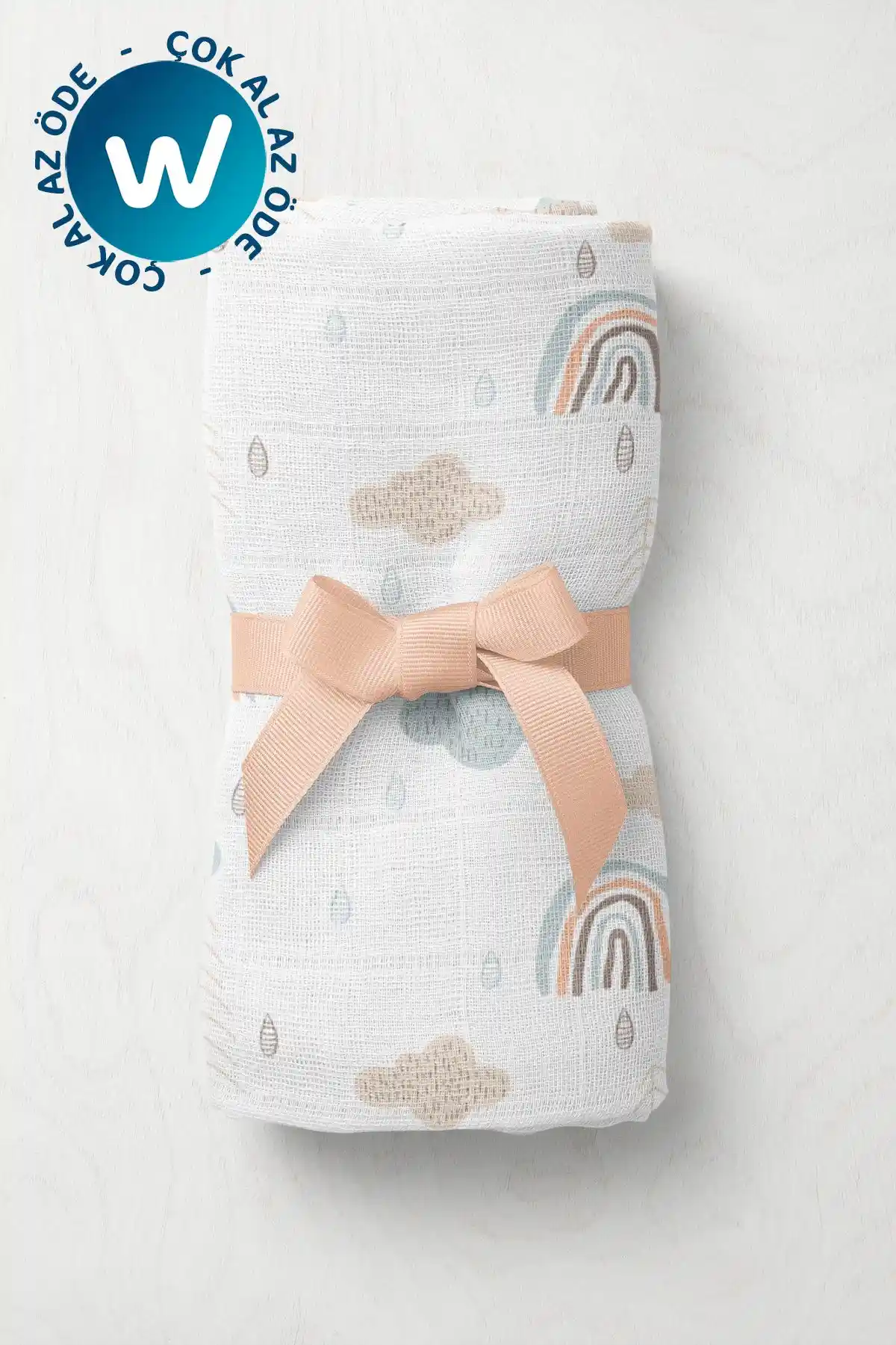 Wheeppo Çok Amaçlı Müslin Bebek Battaniyesi Gökkuşağı Deseni ve Çok Yönlü Kullanım Özellikleri