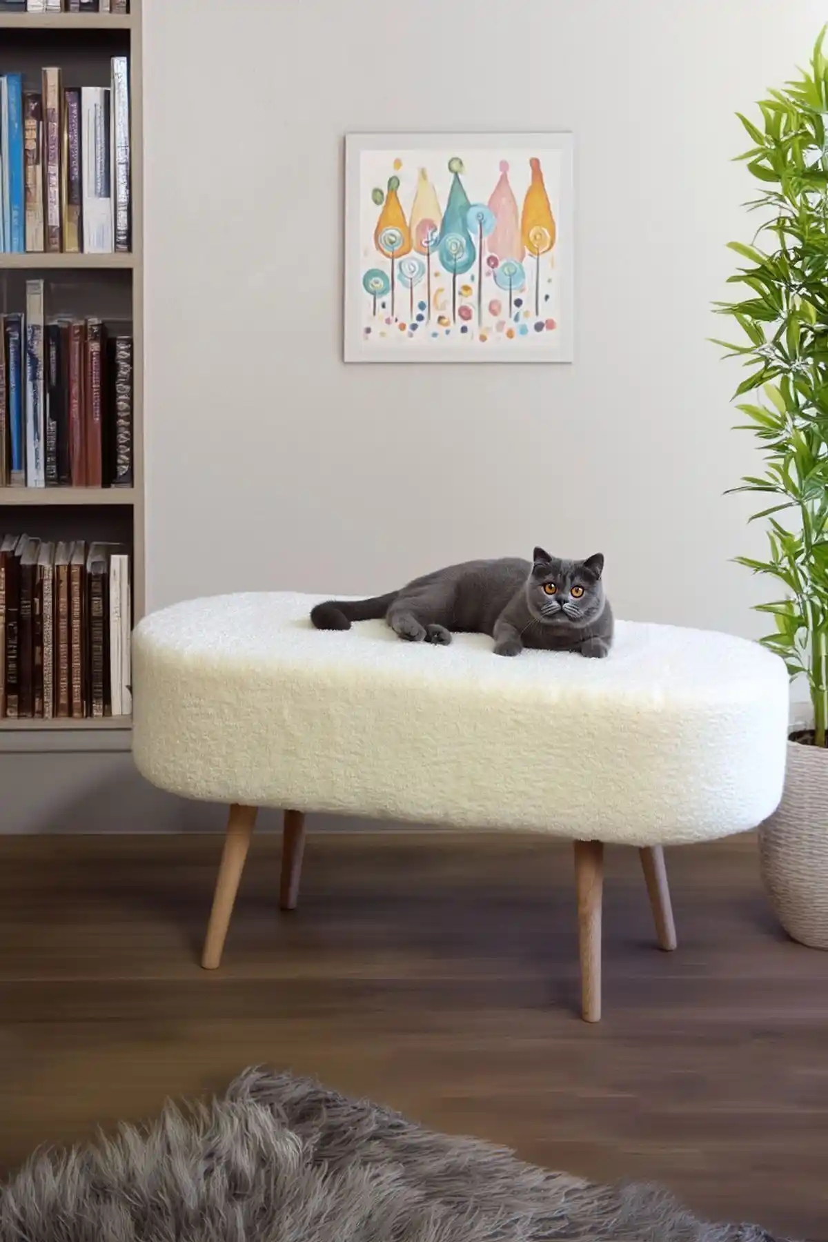 YAPKAR Retro Ahşap Ayaklı Oval Oturma Bench’i ile Modern ve Şık İç Mekanlar Yaratın