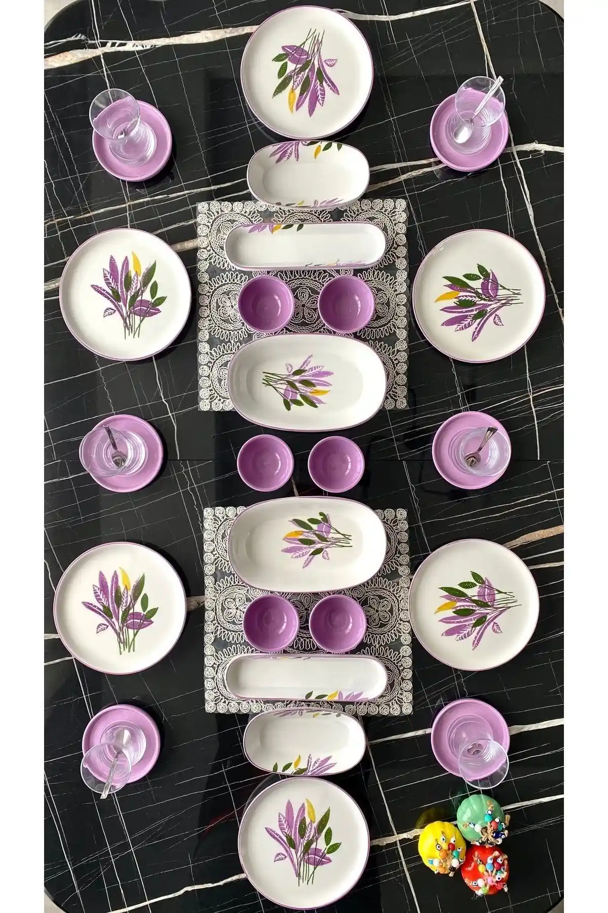 Yiğit Seramik Başak Lila 6 Kişilik Kahvaltı Takımı Modern ve Dayanıklı Tasarım