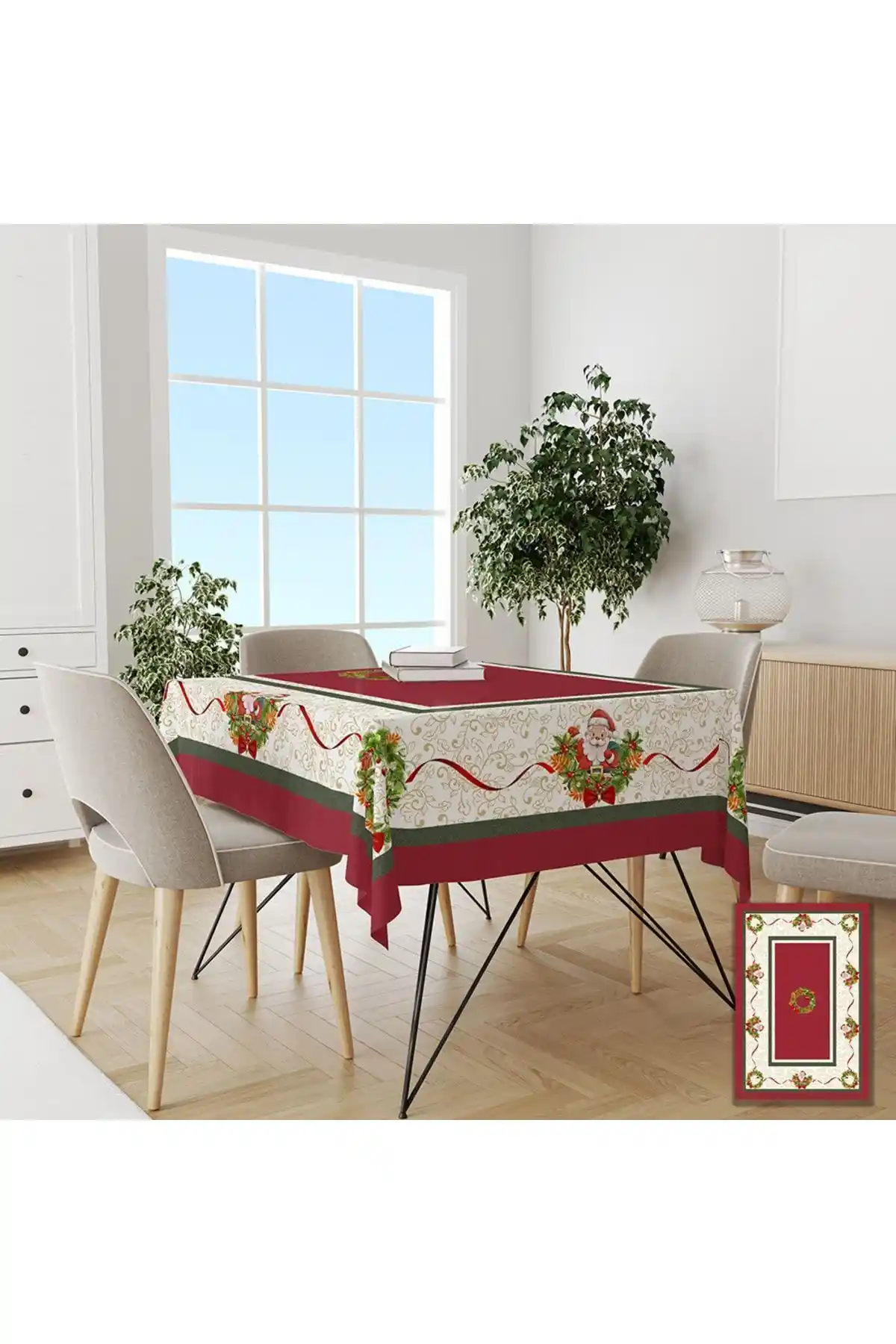 Yok Yok Evim Noel Baba Desenli Yılbaşı Masa Örtüsü Ev Dekorasyonları