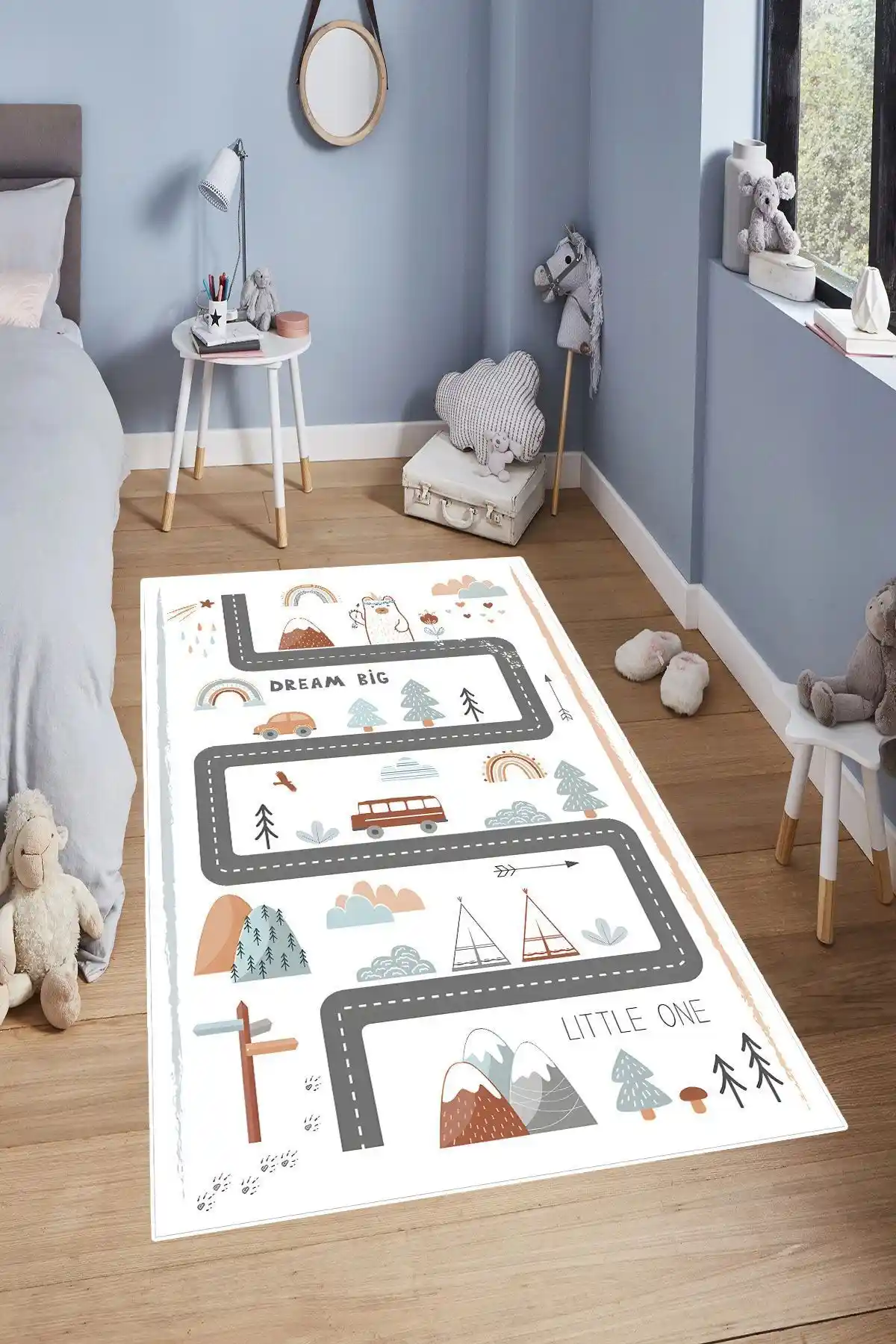 YTR HOME Çocuk Odası Halısı Kaymaz Tabanlı ve Makinede Yıkanabilir Özelliklerle