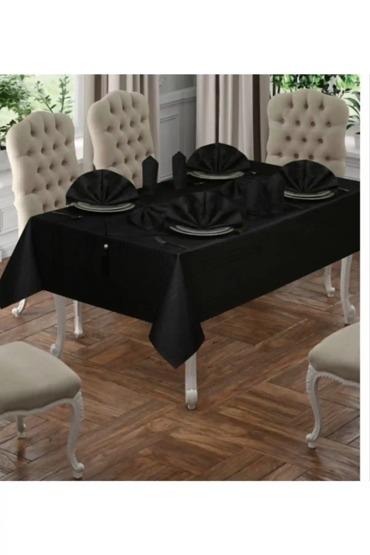 YÜCEL ÇEYİZ Siyah New York Colber Masa Örtüsü Takımı Modern ve Dayanıklı Tasarım