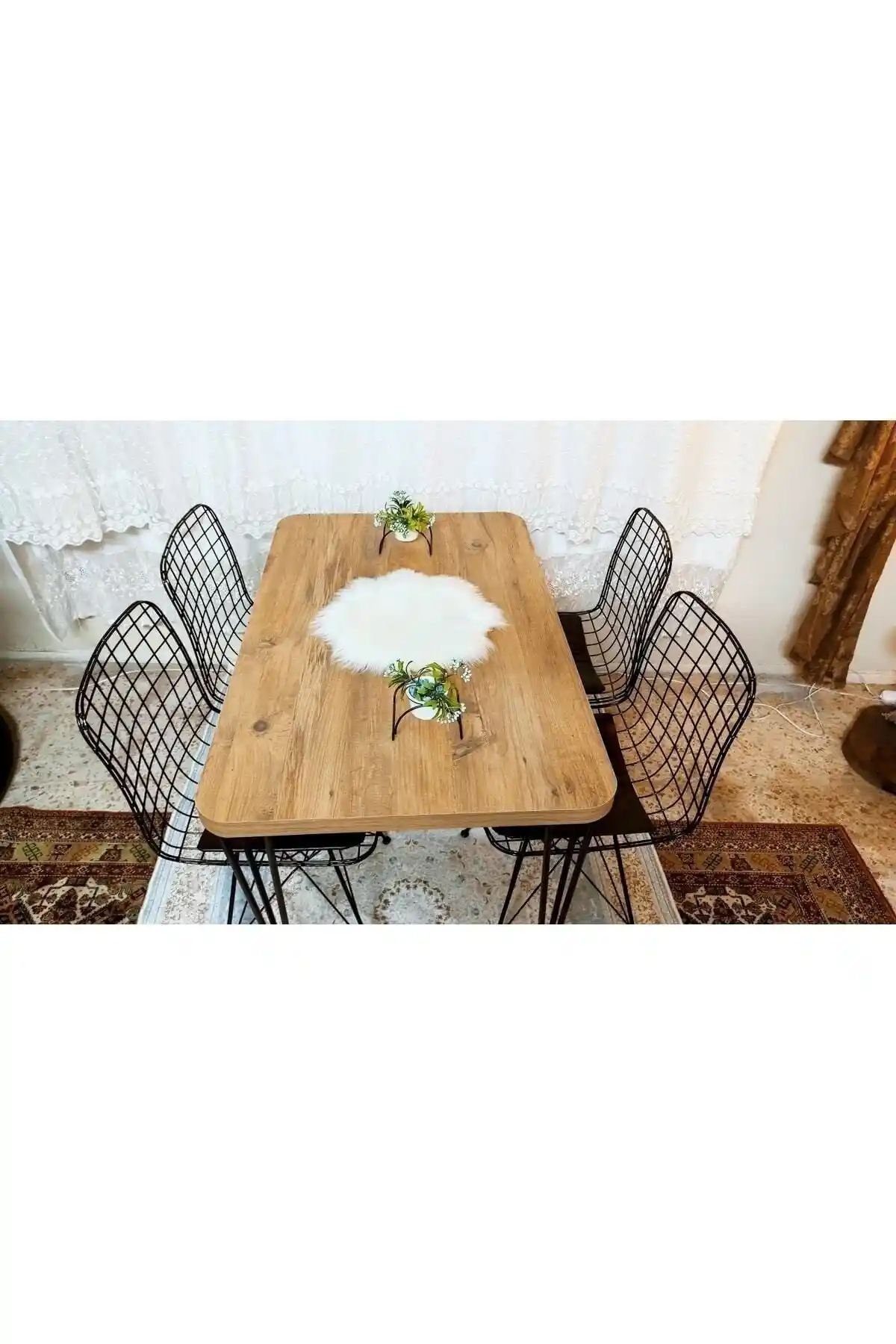 YusGos Atlantik Çam Desen Oval 70x110 Cm Mutfak Masası Klasik ve Dayanıklı Tasarım