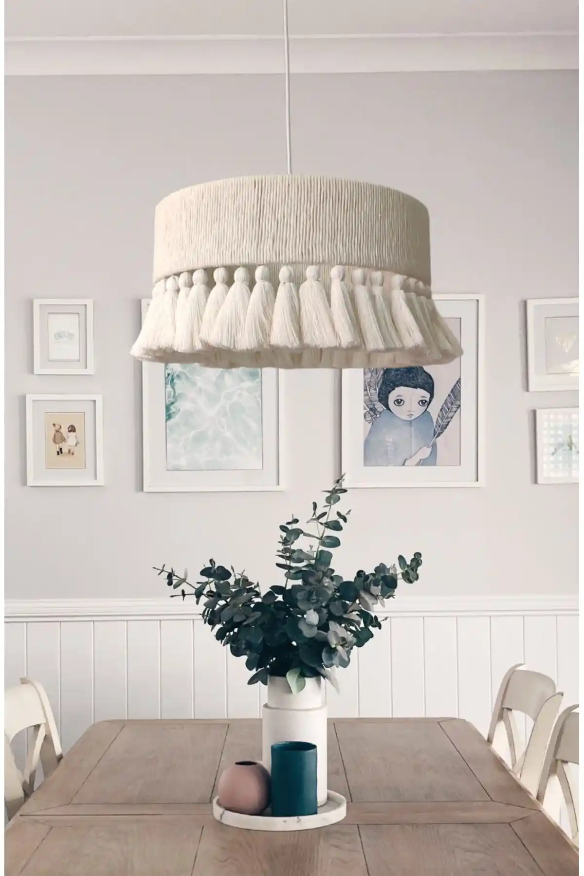 YUTEDEKOR Lagertha Beyaz Avize: Modern ve Rustik Tasarımlı Şık İç Mekan Aydınlatması