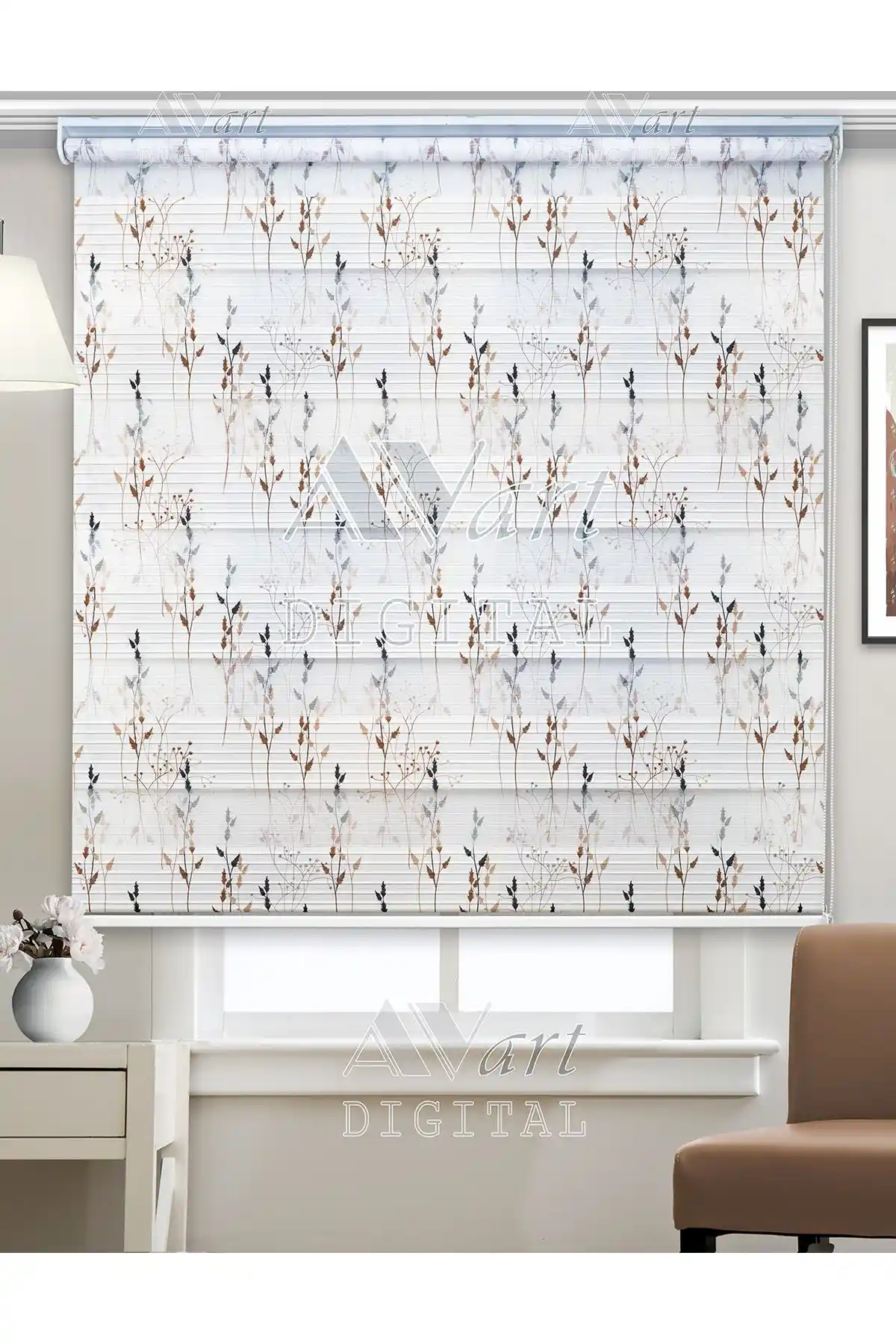 Zebra Perde Karşılaştırması: Kır Bitkileri Baskılı ve Kahverengi Bambu Seçenekleri