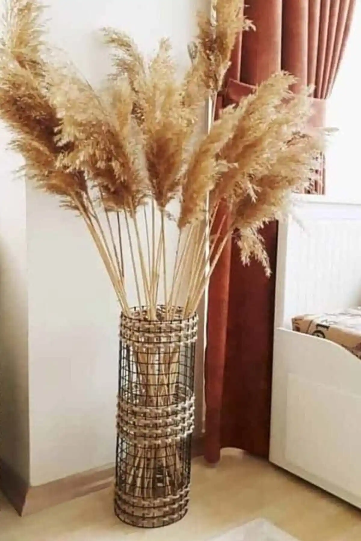 ZİLLİ CONCEPT Metal Tel Hasır Örgülü Tasarım Vazo Modern ve Şık Dekorasyon Parçası