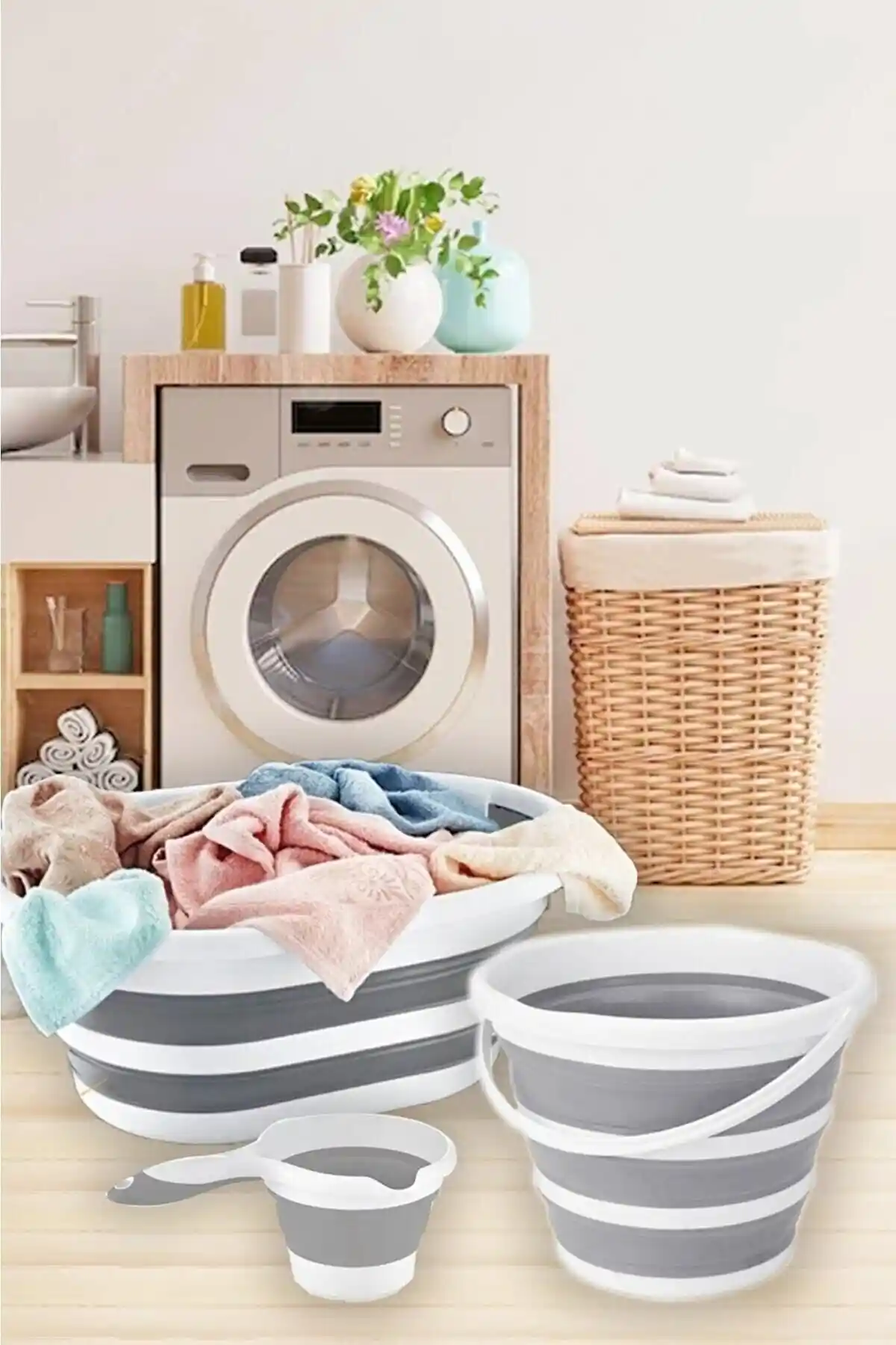 Zuu Baby 3'lü Katlanabilir Çamaşır Sepeti - Pratik ve Fonksiyonel Tasarım