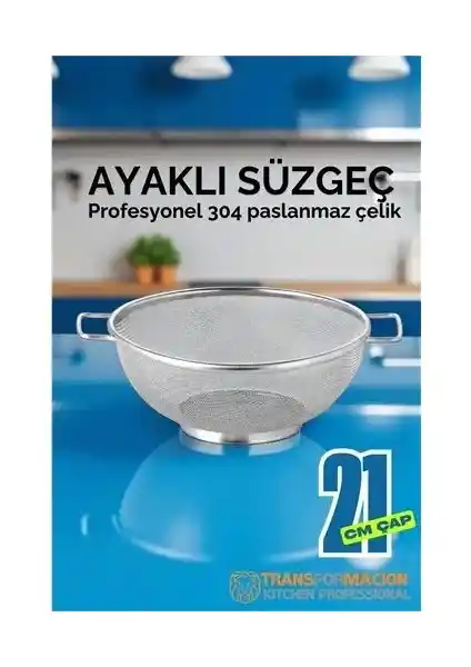 Cansa 21 cm Paslanmaz Çelik Süzgeç: Dayanıklı ve Pratik Mutfak Yardımcısı