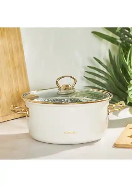 Emsan Nostalji Emaye Bej Kızartma Tenceresi: Şık ve Dayanıklı Mutfak Gereçleri