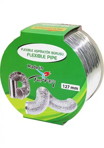 Endüstriyel ve ticari havalandırma projeleri için 127mm aspiratör borusu 1.5 metre uzunlukta