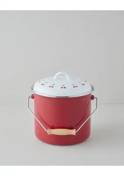 English Home Cherry Dream Emaye Bakraç 20 cm Kırmızı Şık ve Dayanıklı Mutfak Gereci