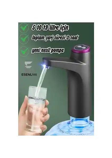 Esenliwe Yeni Nesil Garantili USB Şarjlı Otomatik Damacana Su Pompası Özellikleri ve Kullanım Avantajları