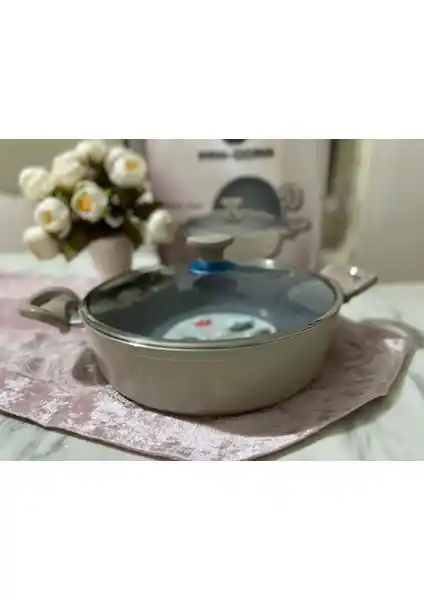 Evinda Pan-Dora 30 cm Kristal Seramik Basık Tencere: Estetik ve Fonksiyonel Mutfak Gereci