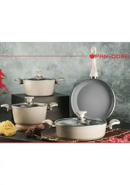 Evinda Pan-Dora Kristal Ezme Seramik 7 Parça Tencere Seti Yüksek Kalite ve Estetik Tasarım