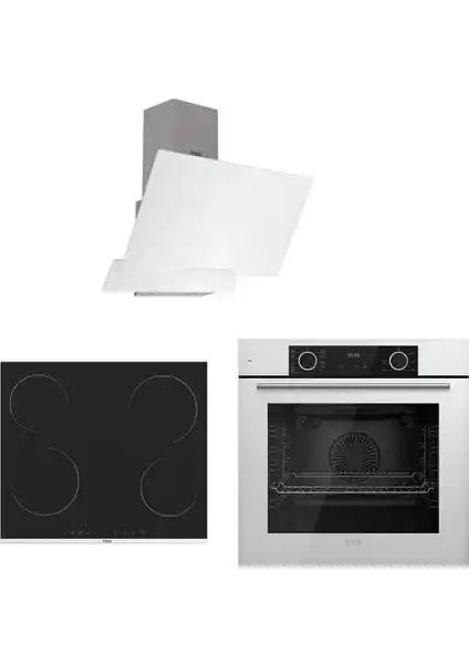 Ferre Fryart Elektrikli Beyaz Cam Ankastre Set D064 ile Modern ve Fonksiyonel Mutfak Tasarımı