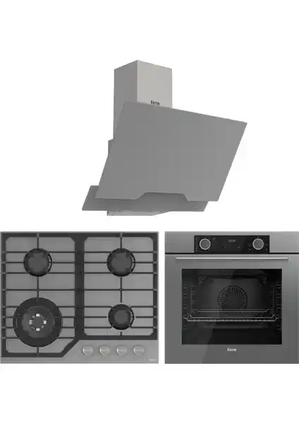 Ferre Fryart Nt Asimetrik Gri Ankastre Seti Modern ve Estetik Mutfak Çözümü