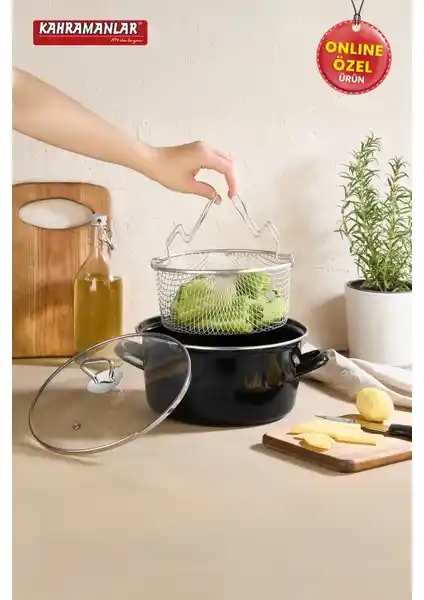 Kahramanlar Cips Chef 22 Cm Emaye Kızartma Tenceresi: Dayanıklı ve Pratik Mutfak Gereci