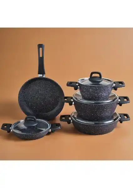 Karaca Bio Granit Blue Stone 9 Parça Tencere Seti: Dayanıklılık ve Estetiğin Birleşimi