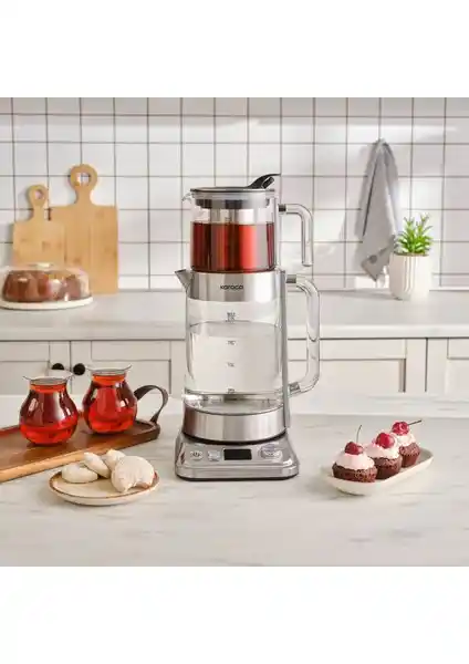 Karaca Refika XL Cam Çay Makinesi Chrome: Modern Tasarım ve Gelişmiş İşlevsellik