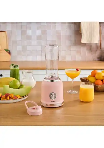 Karaca Retro Personal Pembe Smoothie Blenderı Şık Tasarım ve Pratik Kullanım Özellikleri