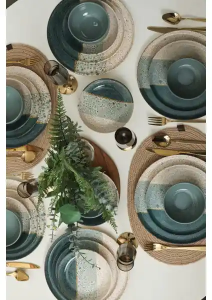 Keramika Colored 24 Parça Yemek Takımı Modern ve Dayanıklı Sofra Seti