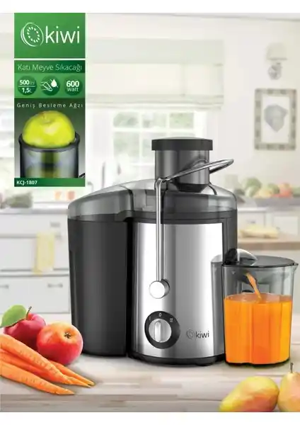 Kiwi KCJ-1807 Katı Meyve Sıkacağı: Güçlü ve Pratik Meyve İşleme Cihazı Özellikleri ve Kullanım Avantajları