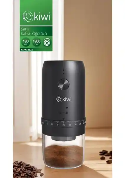 Kiwi KSPG-4822 Şarjlı İnce Kalın Ayarlı Kahve Öğütücü ile Mükemmel Kahve Deneyimi
