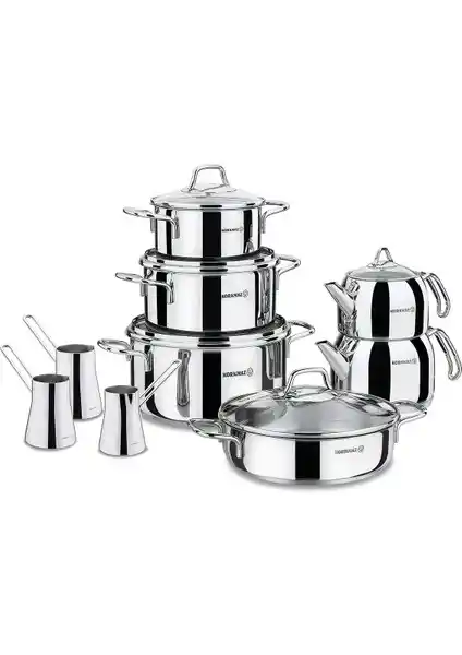 Korkmaz Perla Çelik Çeyiz Seti: Dayanıklı ve Şık Mutfak Gereçleri İçin Uygun Seçenek